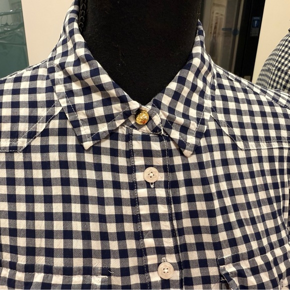 Draper James Navy and White Gingham Long Sleeve Dress - Picture 5 of 8